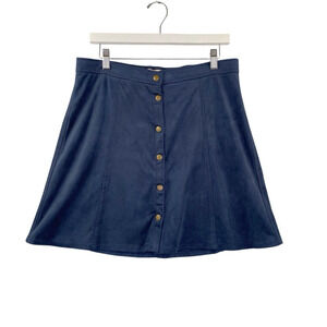 Chelsea & Violet Skirt Womens Medium Blue Faux Suede 70s Snap Front Festival